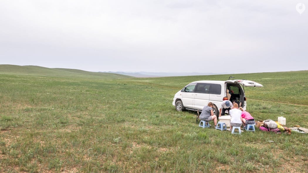 Mongolei: Mittagessen unterwegs