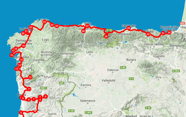 Nordspanien Reiseroute
